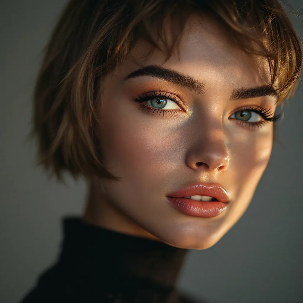 Professional fashion model portrait, beautiful young woman with sho…