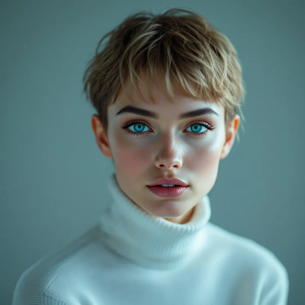 Professional fashion model portrait, beautiful young woman with sho…